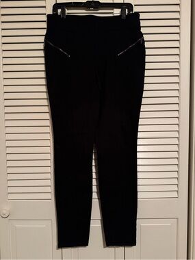 INC International Concepts Black Ponte Skinny Ankle Pants with Zip Detail